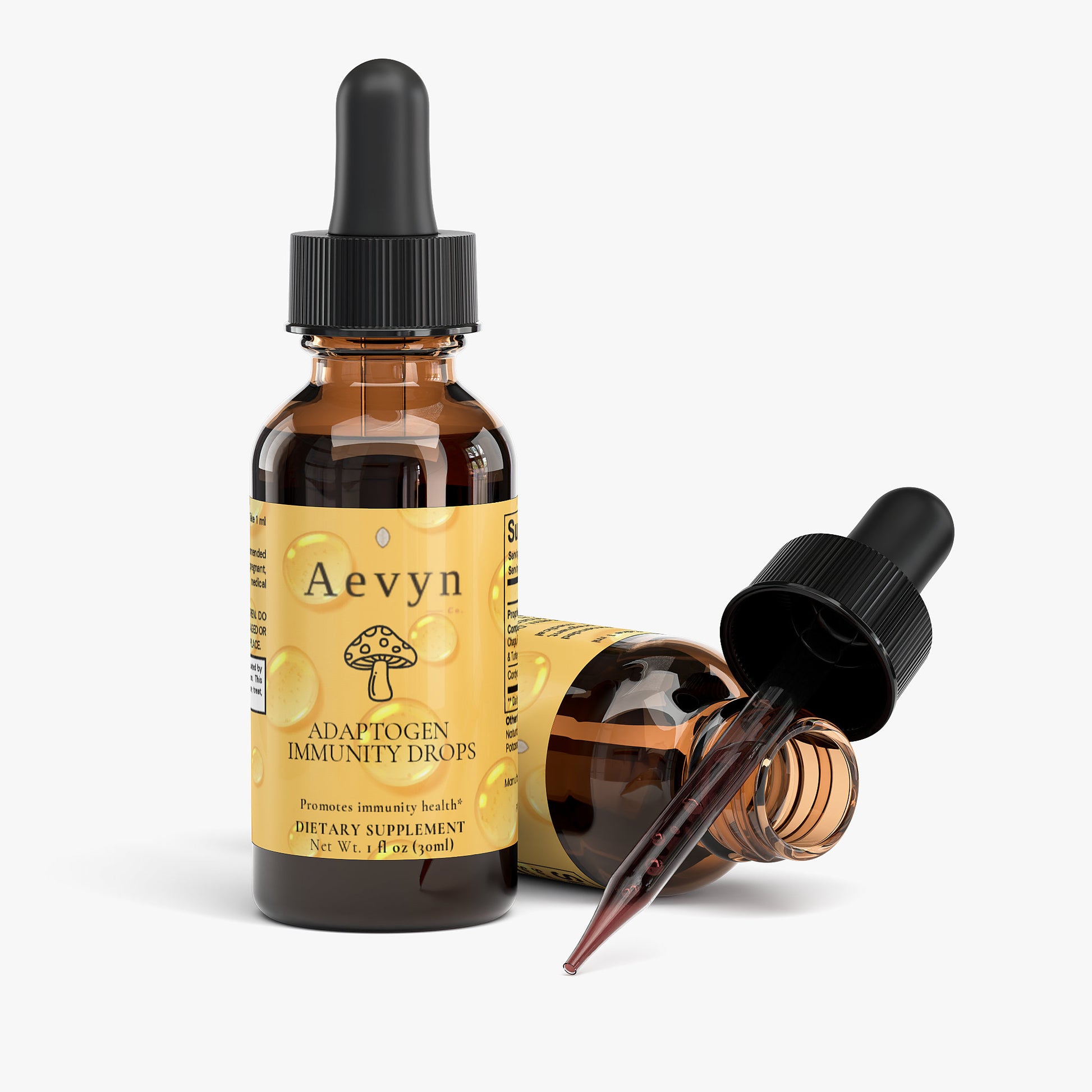 Aevyn Adaptogen Immunity Drops bottle with dropper on a white background