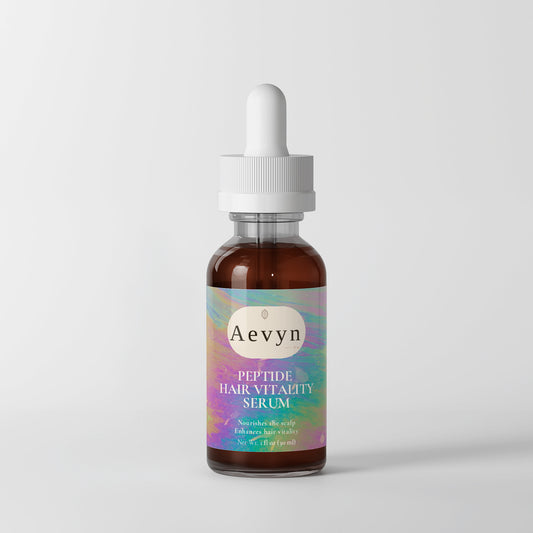 Aevyn peptide hair vitality serum bottle on a light gray background